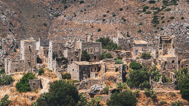 Vathia Abandoned Stone Tower Village on the Mani Peninsula, Greece