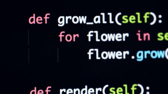 Developer software programming python code with chat bot AI. HTML code on lcd screen. Developer working on source codes on computer at office. Modern technologies, web design. Python programming