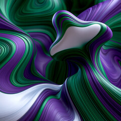 Fototapeta premium green purple and white organic wave abstract background, flowing green and purple organic waves on white background, vibrant abstract fluid wave composition in green purple and white