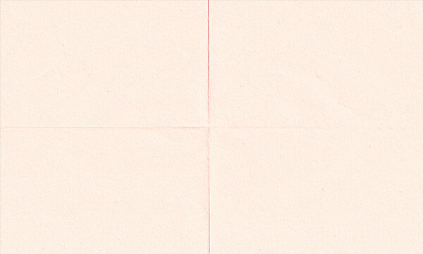 A light peach colored paper texture with a distinct cross fold pattern dividing the surface into four equal rectangular sections on a flat plane