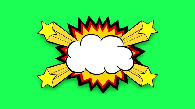 Comic book style explosion speech bubble with yellow stars