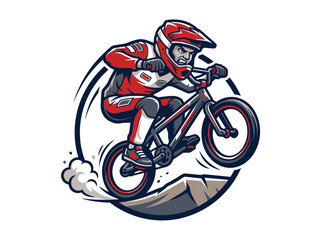 Fototapeta premium Showcasing Bmx Racer Mascot Aggressive Stunt Vibrant High-Quality Stock Image