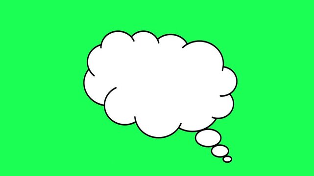 Blank white thought bubble on a vibrant green background