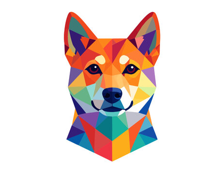 Colorful Low Poly Shiba Inu Dog Portrait &ndash; Geometric Vector Illustration