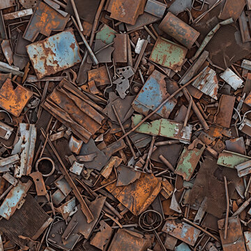 Scrap Metal Junk and Rusted Iron Debris Texture Background

Descripci&oacute;n
High-resolution texture background featuring a chaotic pile of rusted scrap metal, iron fragments, industrial debris, and oxidiz