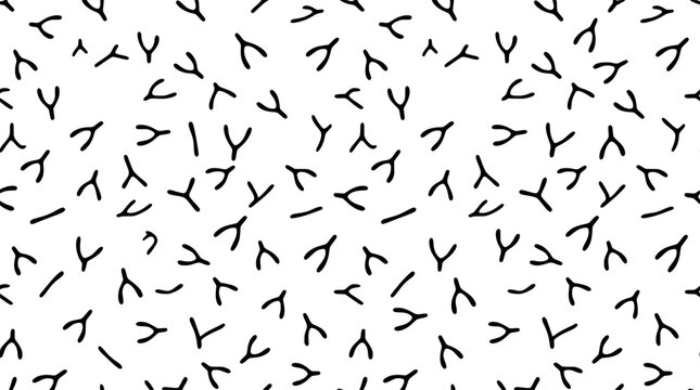 Seamless pattern with black hand drawn wishbones on white background wishbone seamless background monochrome minimalist