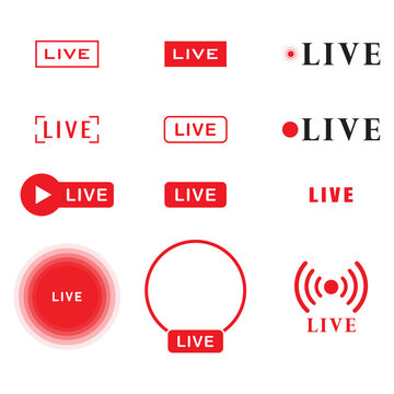 Modern live stream badges and indicators set