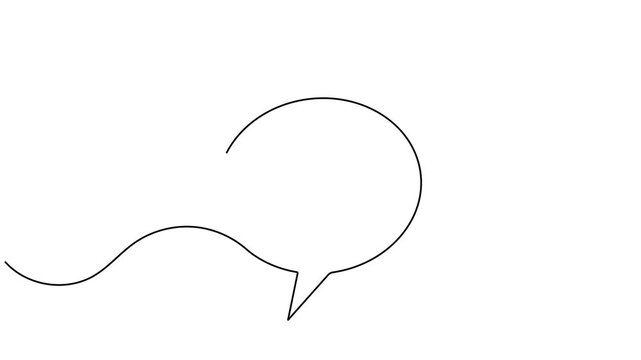 Exclamation mark in speech bubble icon sign continuous one line drawing moving on white background minimalist single art caution alert advertisement and warning announcement messaging symbol animation