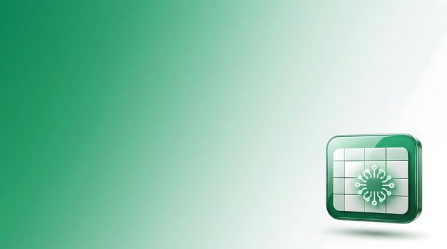 Abstract green background with a small glowing digital icon representing technology and modern data connectivity