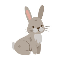 Fototapeta premium Cute woodland rabbit cartoon character isolated on white background. Forest animal vector illustration for kids, nursery, education and design.