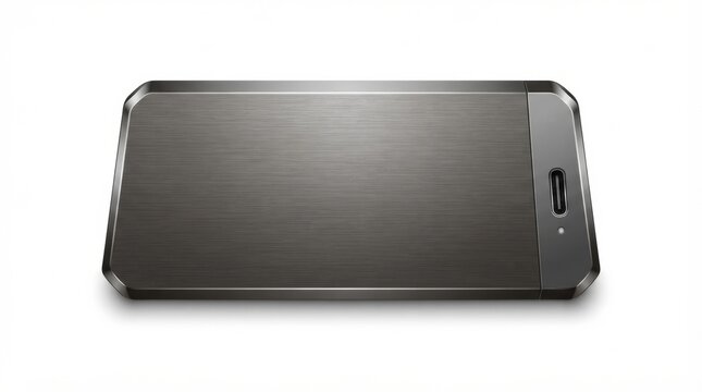 High resolution image of a sleek metal gadget with a smooth surface and precise design sitting on a flat surface