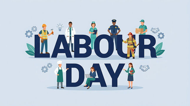Labour Day illustration with diverse professional characters
