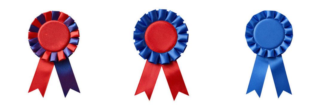 Rosette ribbons in red, white and blue on a black background