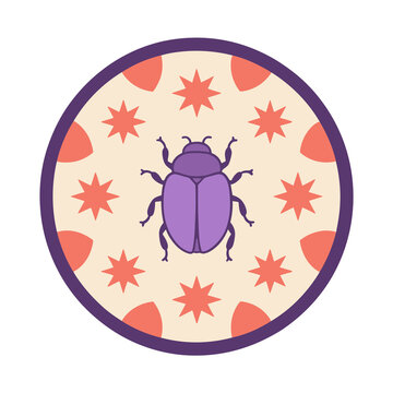 Purple beetle with star pattern in circle