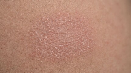 Fototapeta premium Macro extreme close up of red irritated dry patch on skin