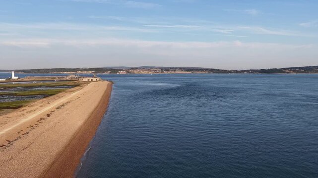 Aerial Approach to Hurst Castle from the West at Golden Hour