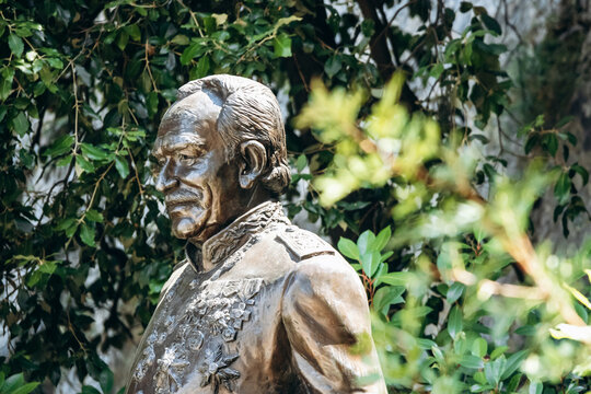 Monaco, Monaco - July 17, 2026: Bronze statue of Prince Rainier III by sculptor Kees Verkade near the Prince's Palace on Palace Square in Monaco-Ville