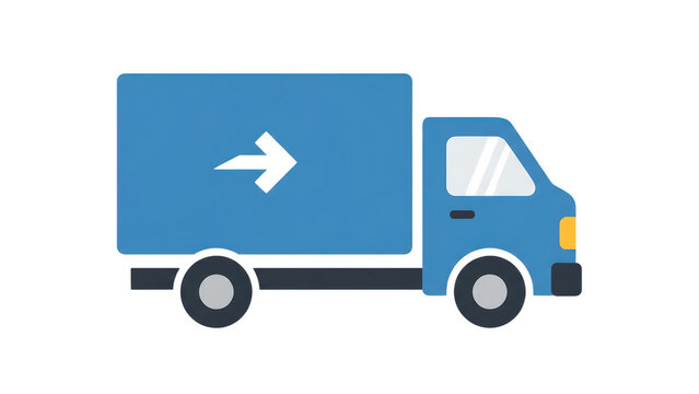 Blue delivery truck with an arrow transport