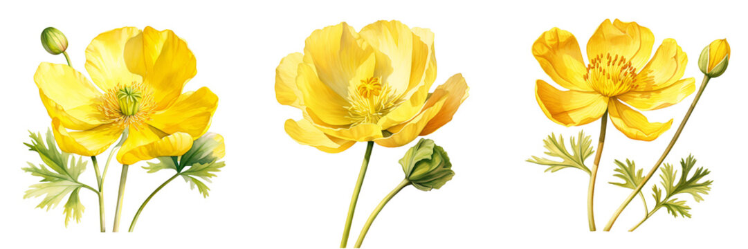 Three welsh poppies in full bloom showcase delicate petals against black background