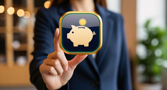 Piggy bank catching a coin celebrates money saving and personal finance discipline as households budget expenses, build retirement reserves and grow bank deposits toward long term security goals