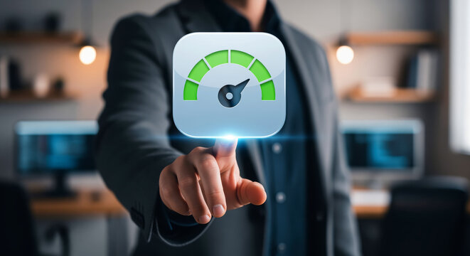 Score gauge icon tuned for top ratings, credit emblem centered on numeric scales, progress needles and healthy ranges welcomed by loan approval stories and rating service publications