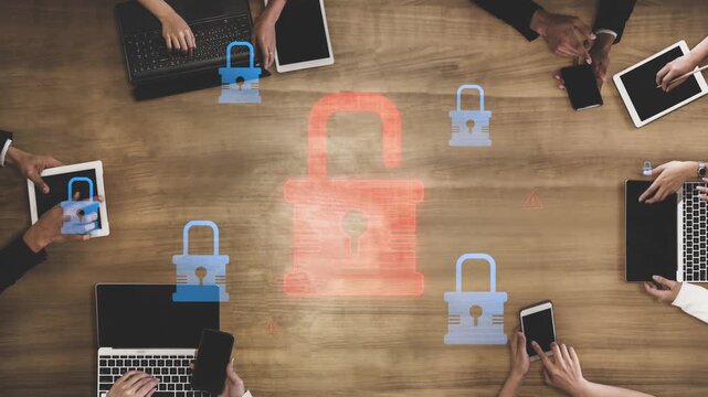 Digital security concept illustrating a cybersecurity breach, with a red unlocked padlock indicating data exposure among secure systems, emphasizing system vulnerability and risk Marrow