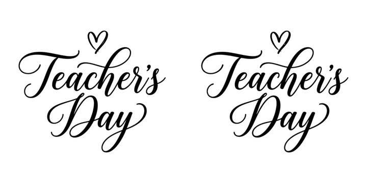 Black calligraphy text for teachers day isolated on transparent background silhouette