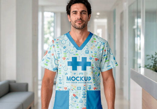Scrub Top Modern Clinic Mockup