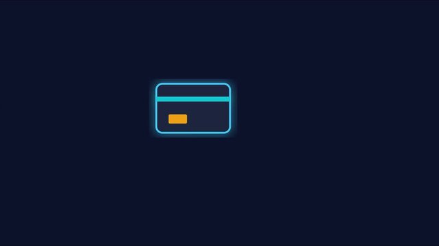 Credit card payment processing animation with rotating refresh arrows for digital finance and online shopping 4k