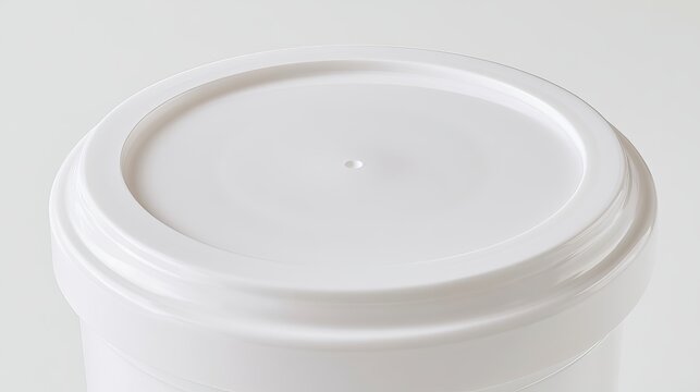 Close-up of a white plastic container lid isolated on a white background