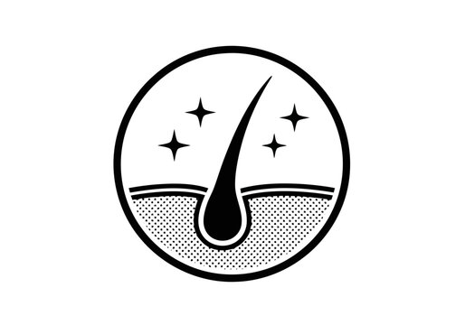 A really unique and microscope view of a perfect and healthy hair follicle icon silhouette skin pore with hair shaft vector illustration