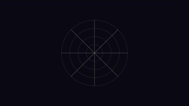 Glowing red radar chart animation with pulsing geometric pentagonal data visualization interface 4k