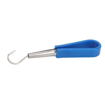 Blue handled fishing hook remover tool for easy fish unhooking
