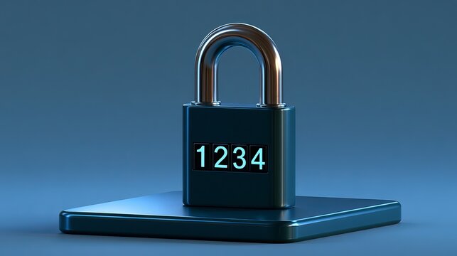 Metallic padlock with digital code displayed on a dark surface, symbolizing security and data protection concepts
