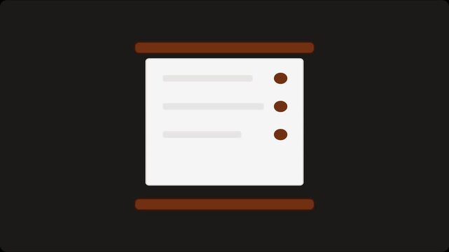 Minimalist animated menu expanding into a list with bullet points for ui ux animation 4k interface