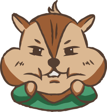 Cute chipmunk character with confident smug expression illustration vector isolated on white background