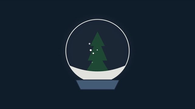 Minimalist snow globe with christmas tree animation: festive holiday motion 4k winter