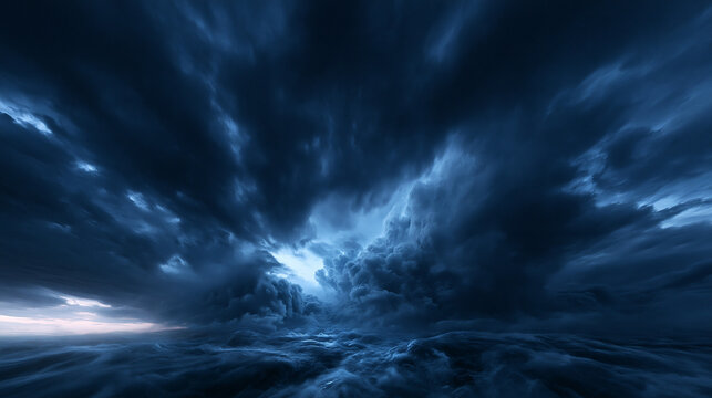 Dramatic Dark Stormy Sky with Heavy Blue Clouds