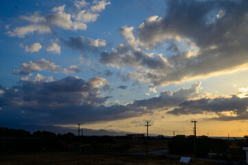 Obraz premium Dramatic Sunset Over Cyprus Mountains and Mediterranean Sea