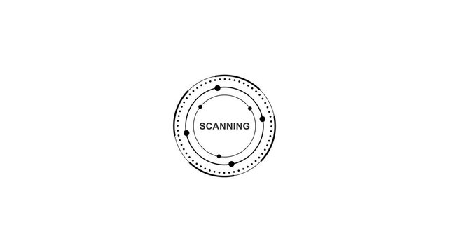 Futuristic hud scanning interface overlay with rotating circular animation on white background with alpha channel. Futuristic HUD scanning concept.
