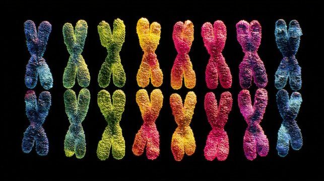 Colorful Chromosome Set Illustration Gradient Blue To Purple
