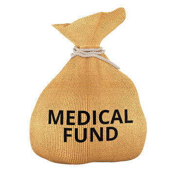 Medical fund, money bag for healthcare financing and support. 3D rendering
