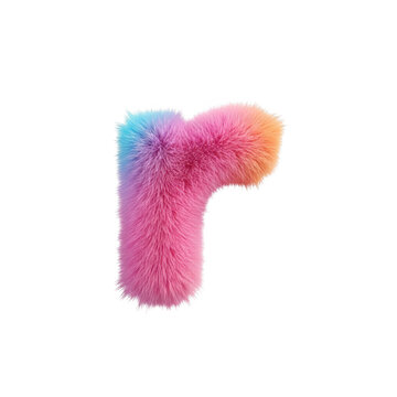 Lowercase letter r made of colorful fluffy fur texture