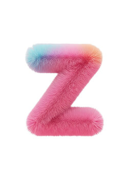 Fuzzy rainbow letter z with soft plush texture
