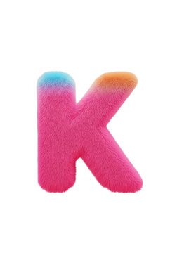Pink gradient letter k with fuzzy texture