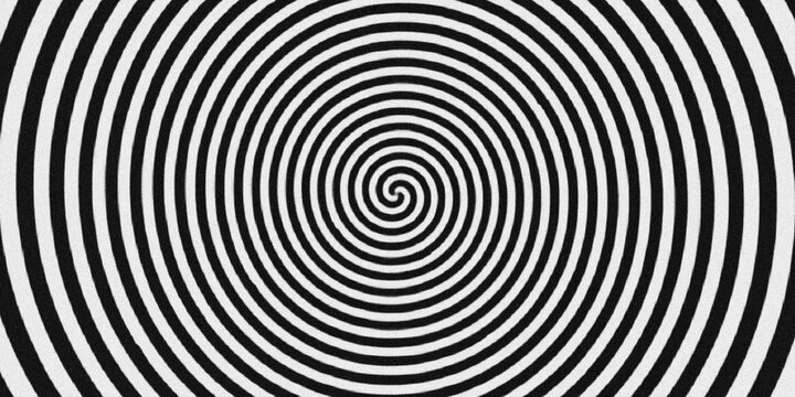 Optical illusion with black and white spiral pattern