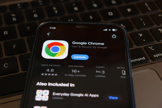 Google Chrome official internet web browser and digital network navigation software application corporate brand identity. This fast technology program provides secure global web surfing.