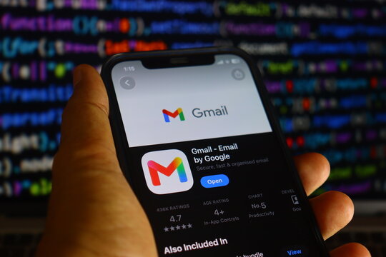 Gmail App official mobile electronic mail client and digital communication platform corporate brand identity. This software provides secure message management tools for global users.