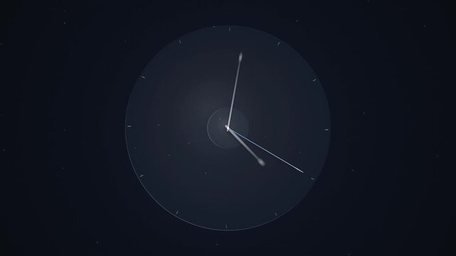 Minimalist digital analog clock face on dark background a clean