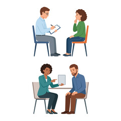 Obraz premium Professional Mental Health Counseling Sessions with Diverse Therapists and Patients